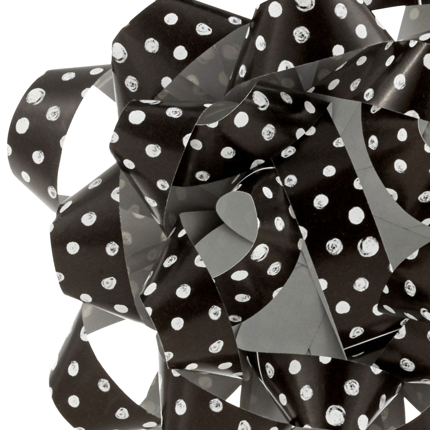 4.6" Black With Gray Dots Recyclable Gift Bow, Black with Gray Dots, large image number 4