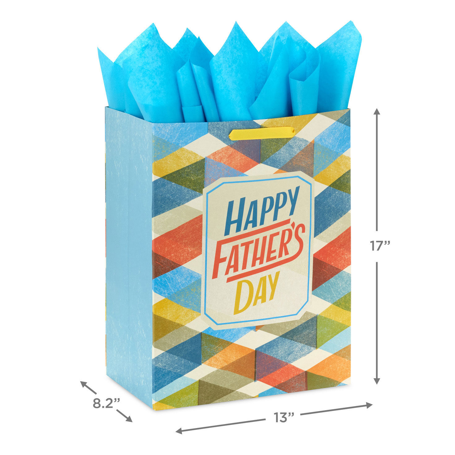 17" Multicolor Plaid Extra-Large Father's Day Gift Bag With Tissue Paper, , large image number 3