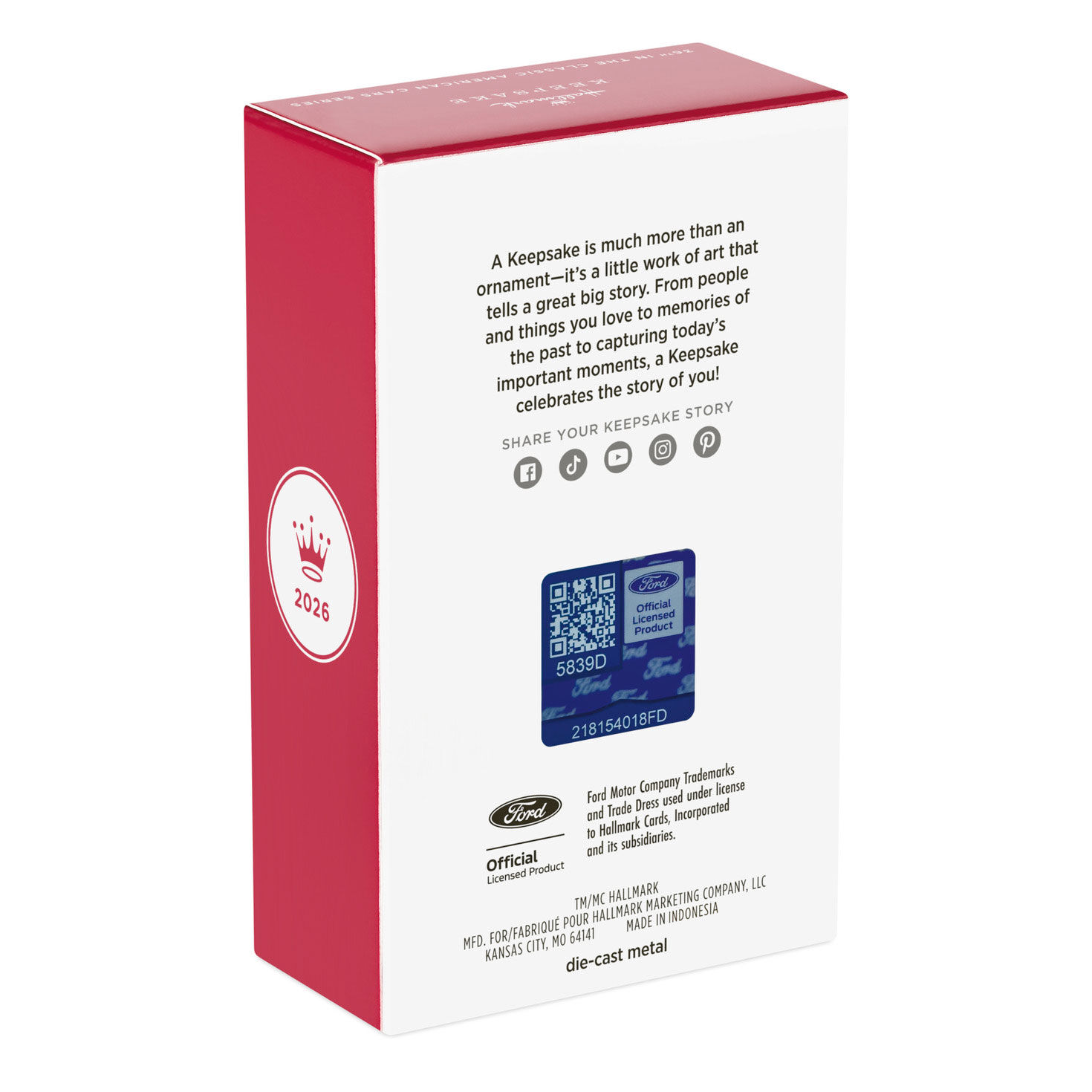 White Blue Ford Mustang Sports Car Keepsake Ornament Package Back image number 8