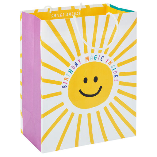 9.6" Sunshine Smiles on White Medium Gift Bag, 