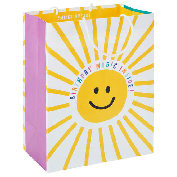 9.6" Sunshine Smiles on White Medium Gift Bag, , large image number 1