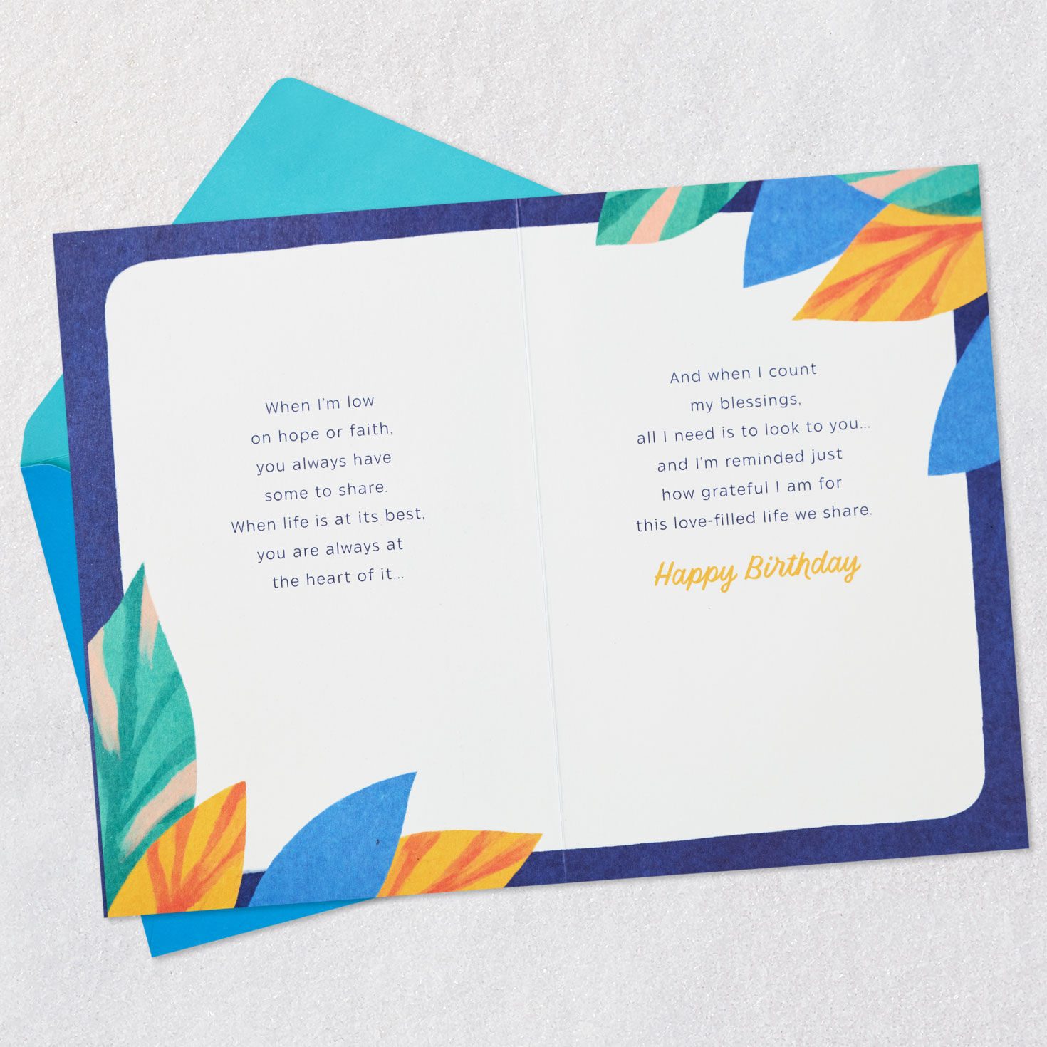 Cockatoo Bird on Blue Husband Birthday Card Open card with envelope image number 4