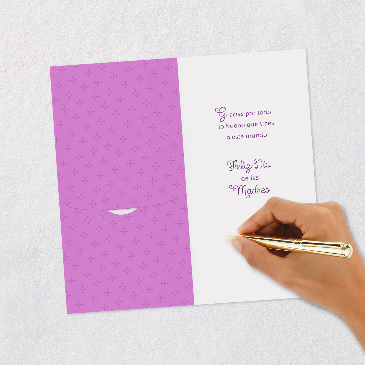 Gold and Purple Flowers Spanish Mother's Day Money Holder Signing card image number 6