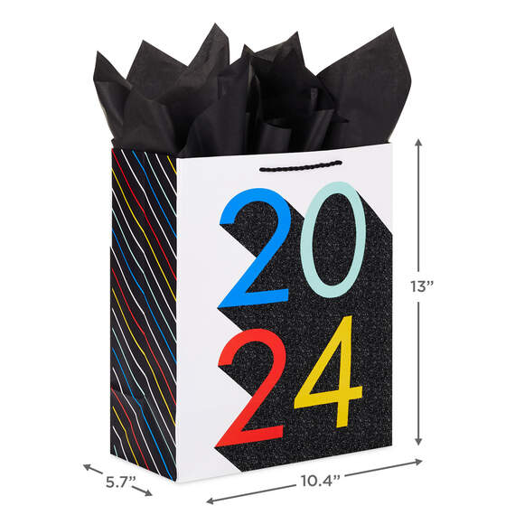 13" Colorful Shadows Grad Large Gift Bag With Tissue Paper, , large image number 3
