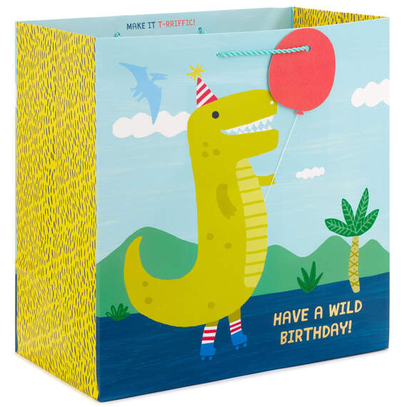 15" Party Dinosaur Extra-Deep Birthday Gift Bag, , large image number 1