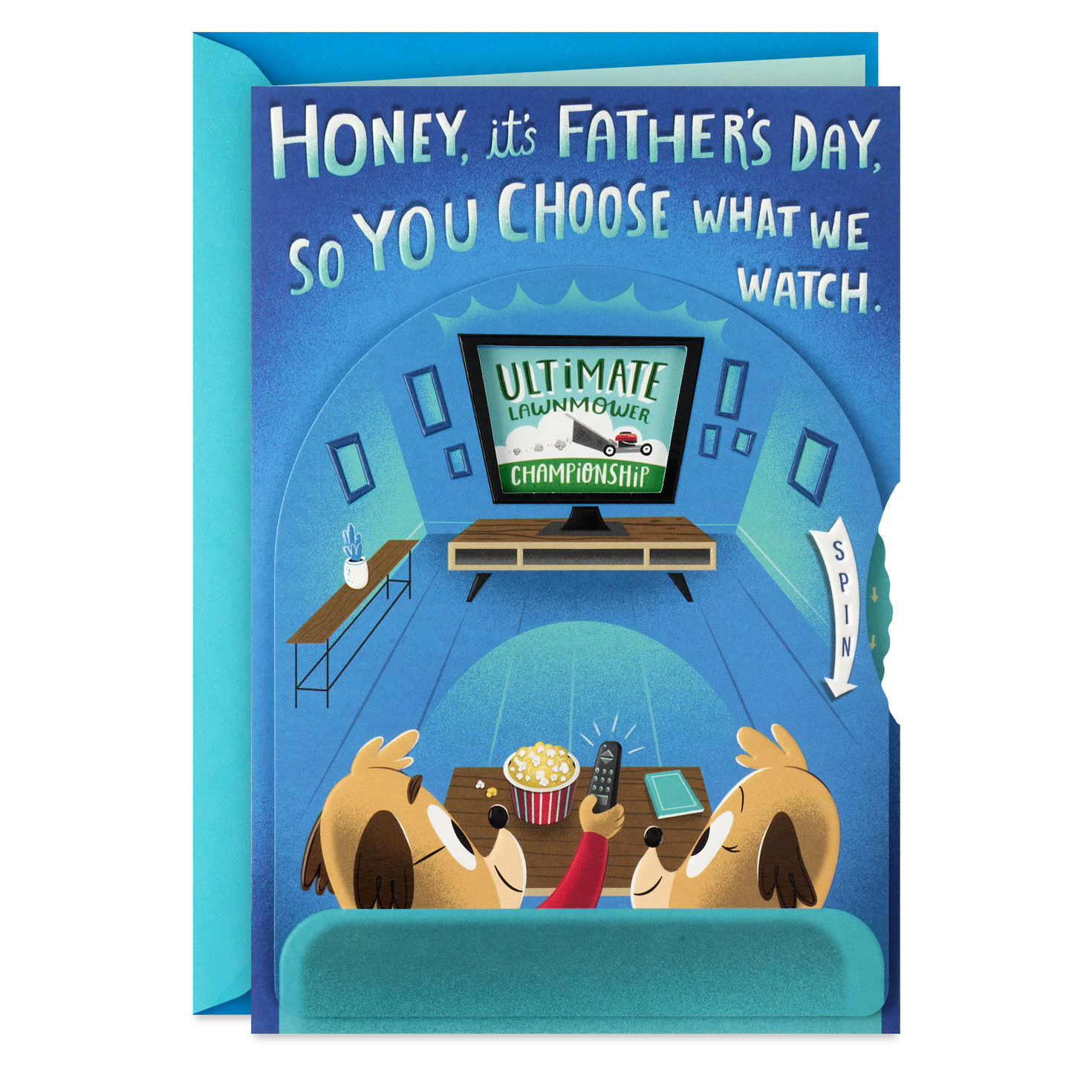 You Choose What We Watch Today Funny Father's Day Card for Husband With Spinner Wheel