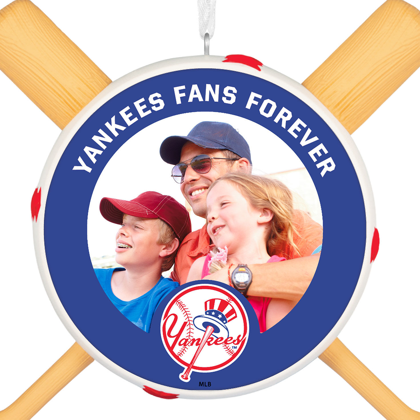 New York Yankees Personalized Photo Text Ornament closeup view image number 6