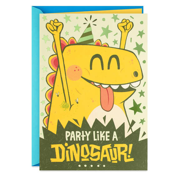 Party Like a Dinosaur Birthday Card With Stickers