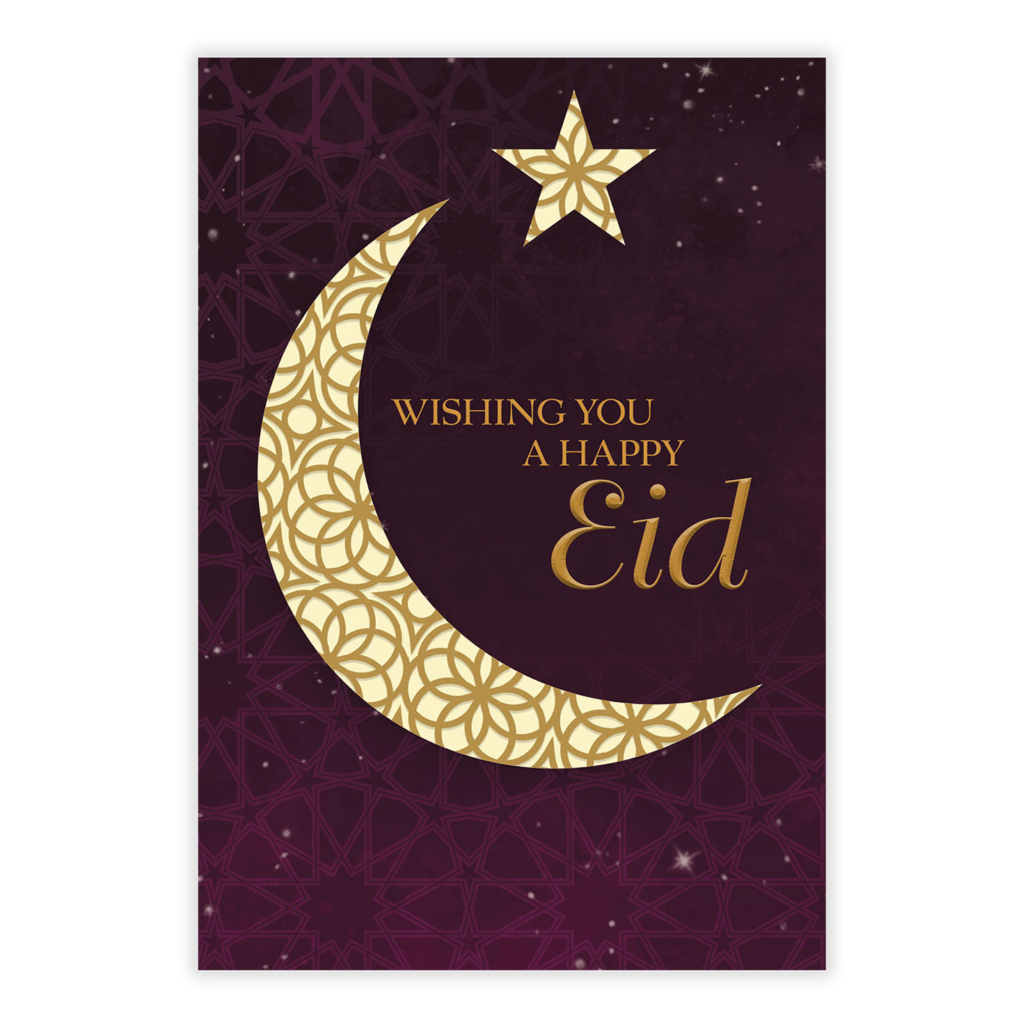 Moon and Star Happy Eid Personalized Card front image number 2