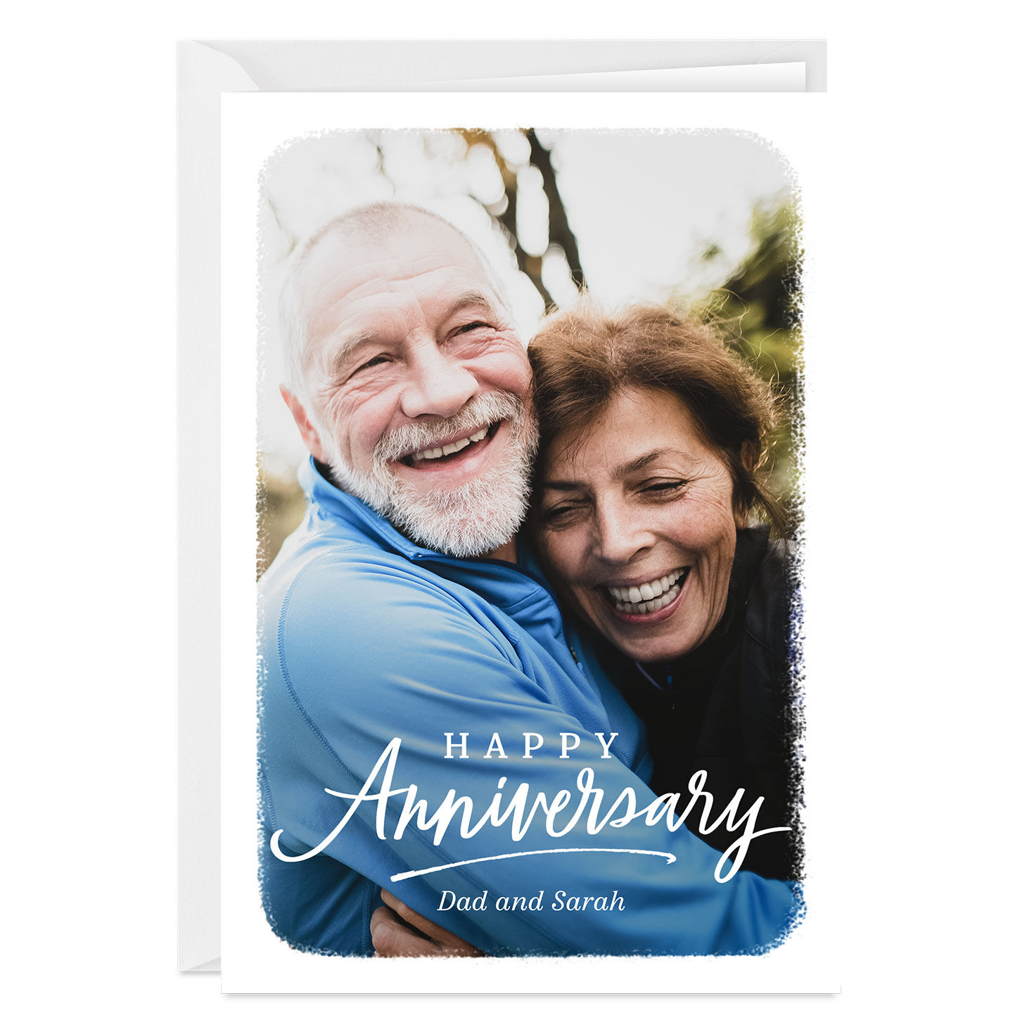 Personalized White Frame Anniversary Photo Card