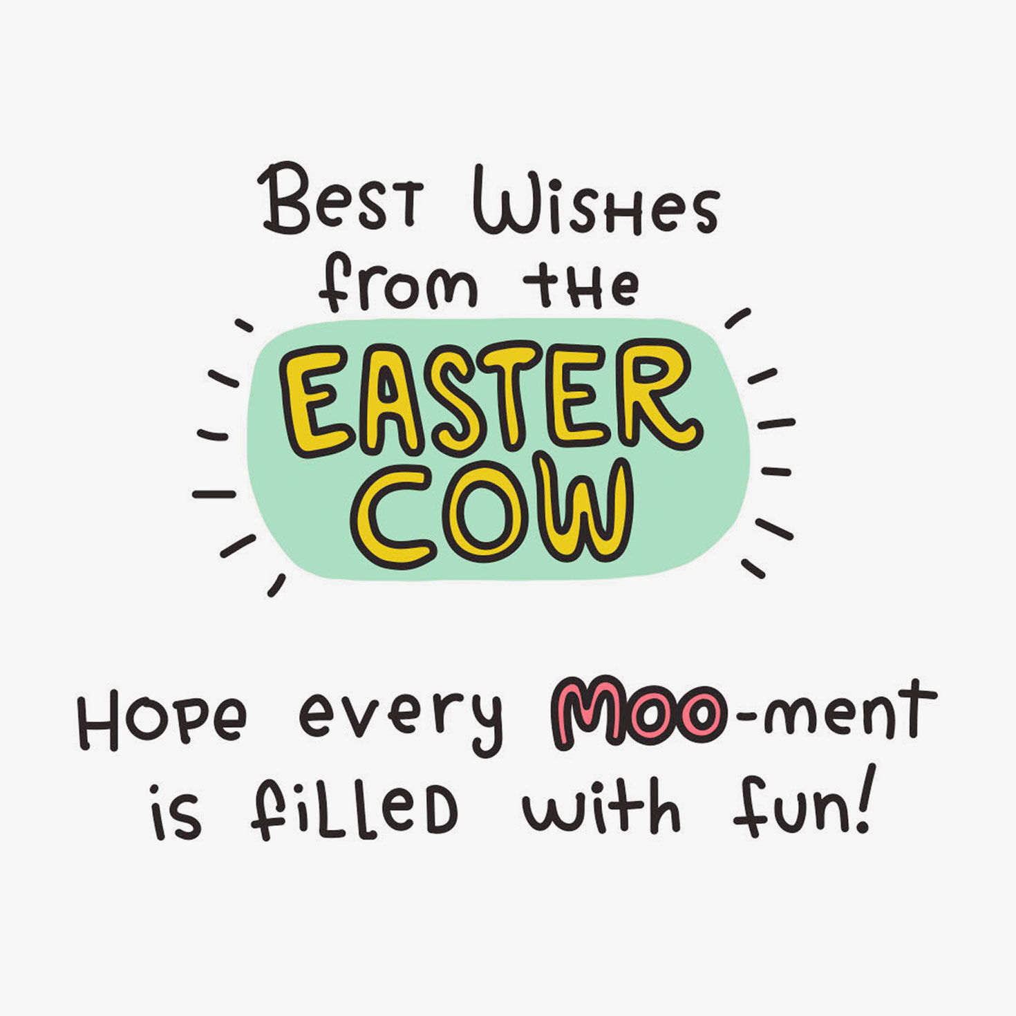 Best Wishes From the Easter Cow Funny Easter Card for Kids, , large image number 2