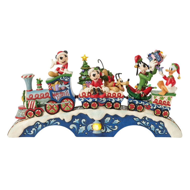 Jim Shore Mickey Mouse and Friends Light-Up Musical Train Figurine, 8.64"