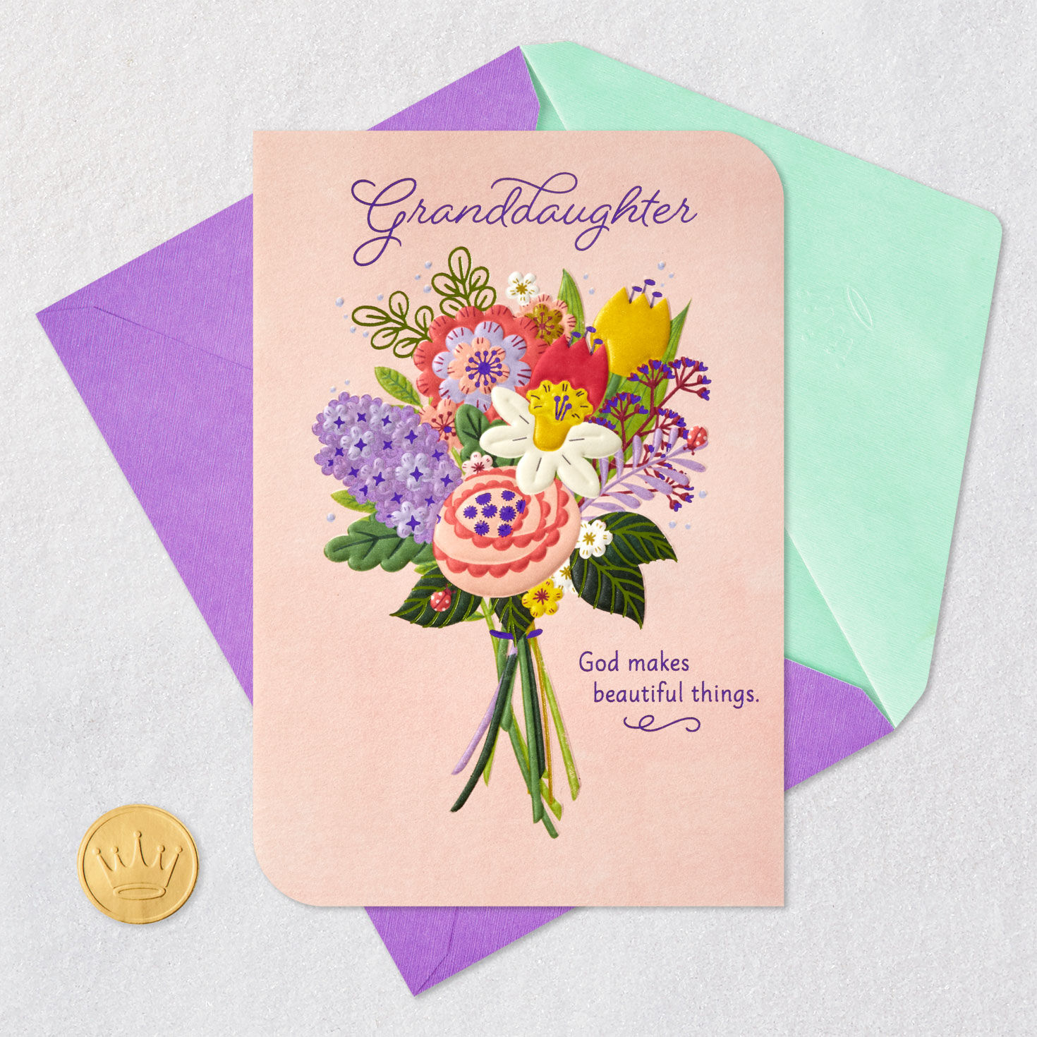 Mod Flowers Religious Easter Card for Granddaughter  image number 5