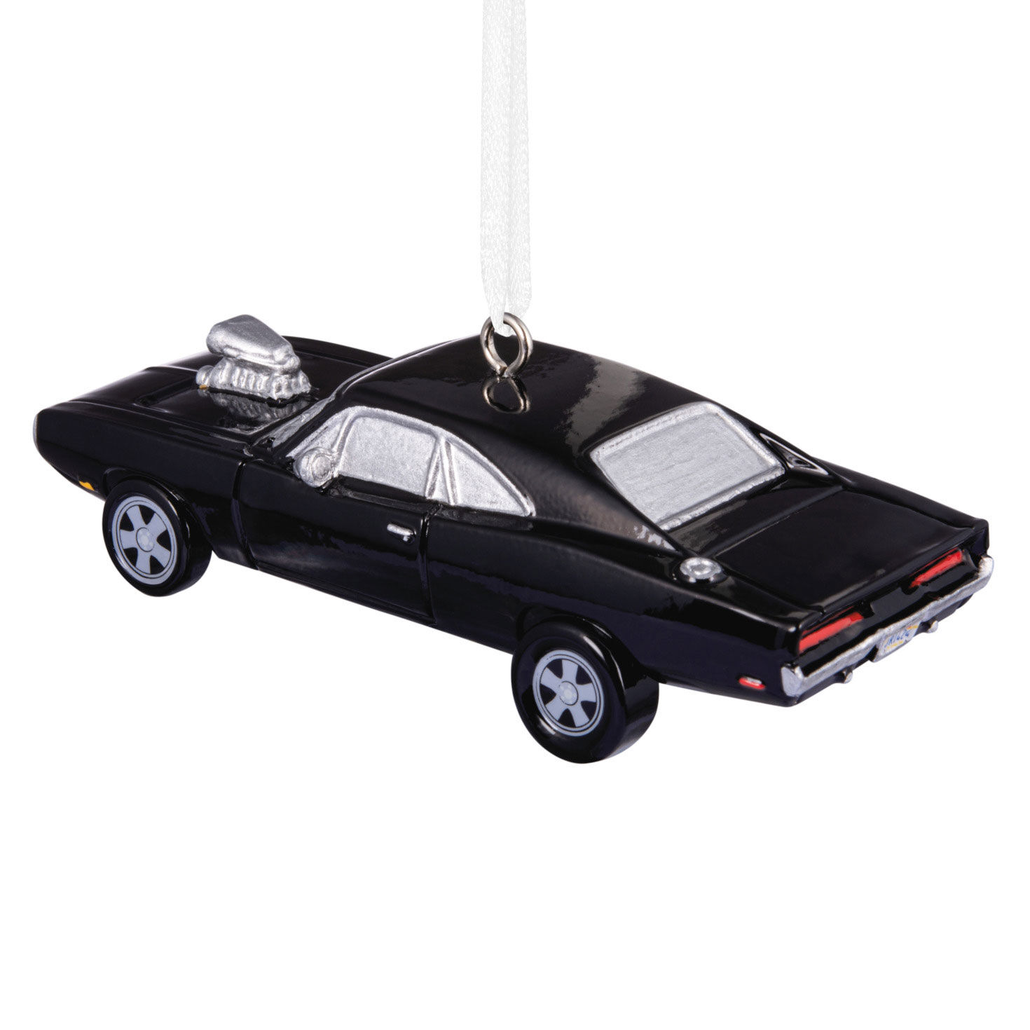 Black Dodge Charger Sports Car Christmas Ornament back image number 6