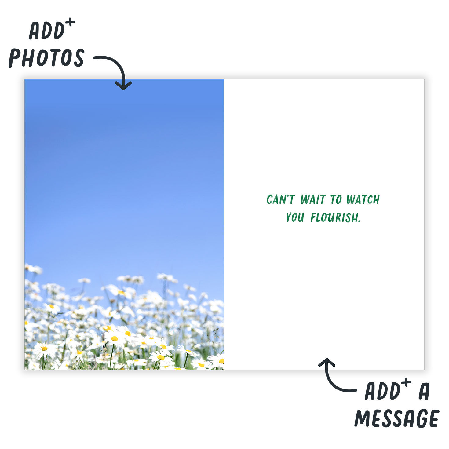 White Daisies Personalized Encouragement Card Open Card indicating personalization image number 3