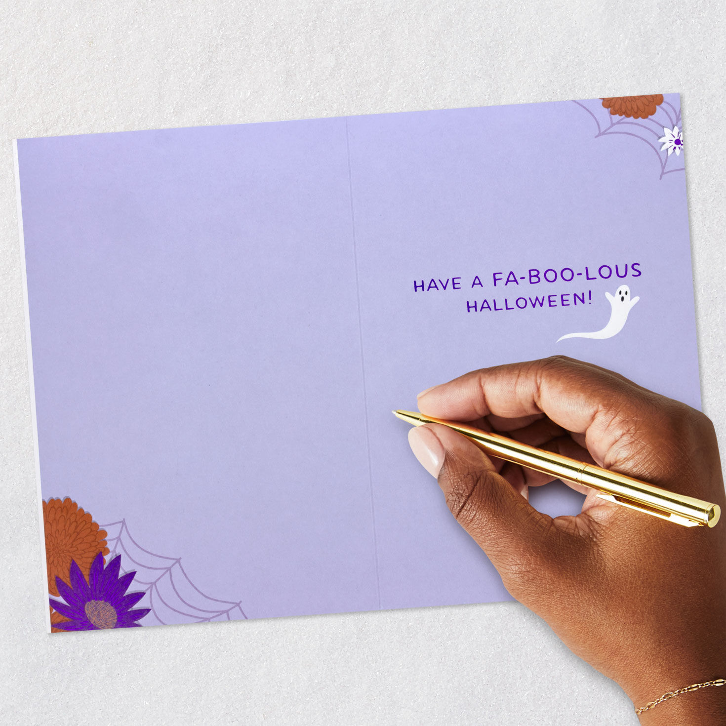 Fancy Purple and Orange Florals Halloween Card Signing card image number 6