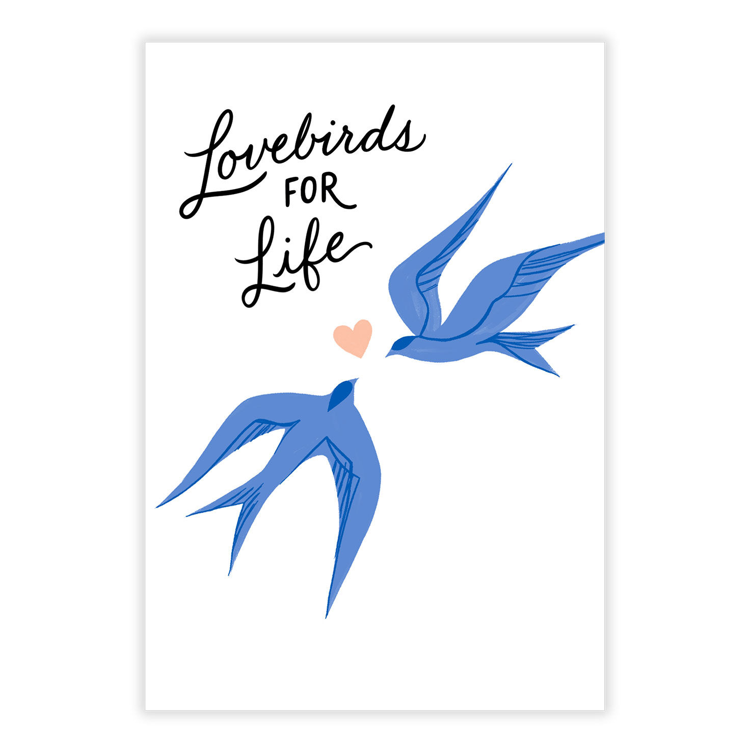 Blue Flying Birds Personalized Wedding Card front image number 2