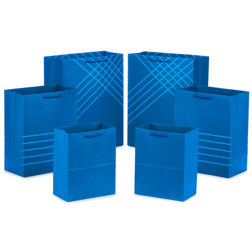 Royal Blue Assorted Sizes 6-Pack Gift Bags, 