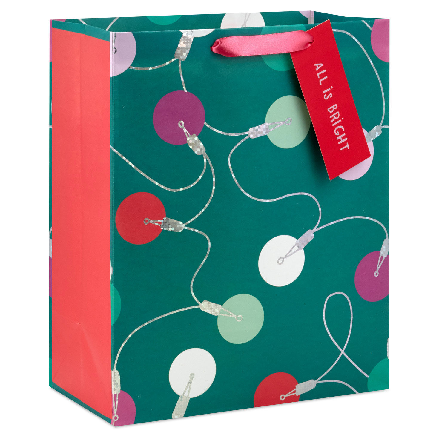 13 Glitzy Lights on Green Large Christmas Gift Bag Gift Bags Hallmark