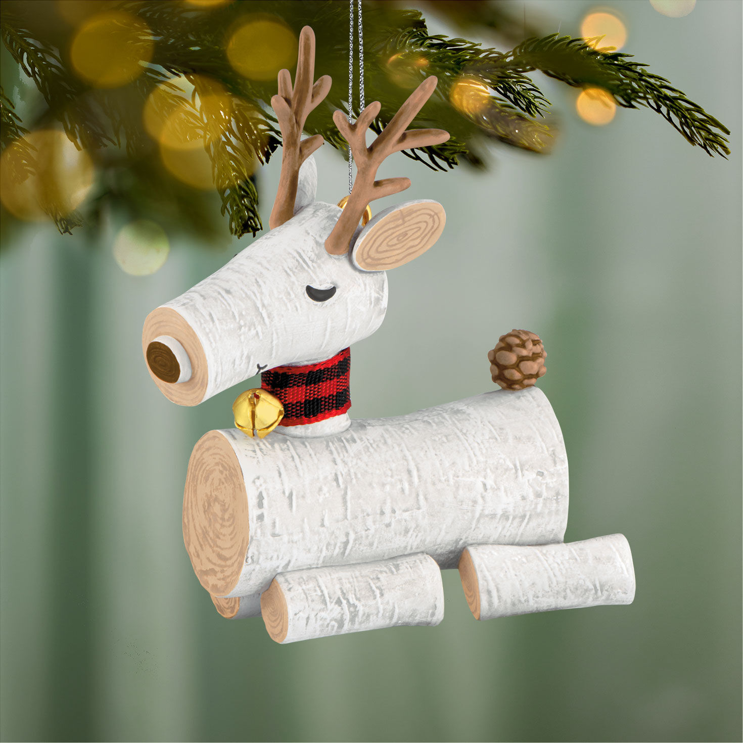 Reindeer of Tree Logs Sitting Keepsake Ornament  image number 2