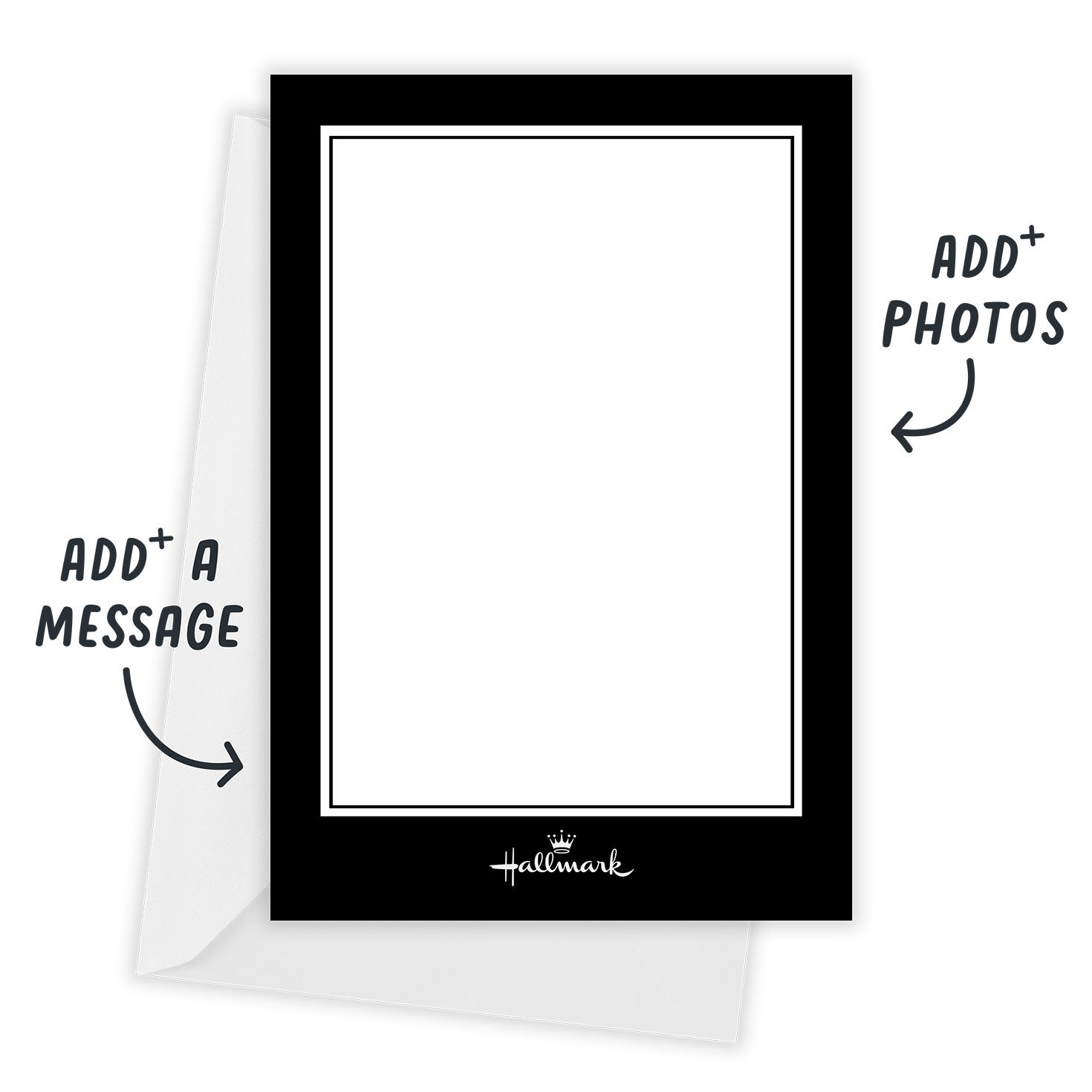 Three Photos Personalized Save the Date Card Card back with Envelope indicating personalization image number 3