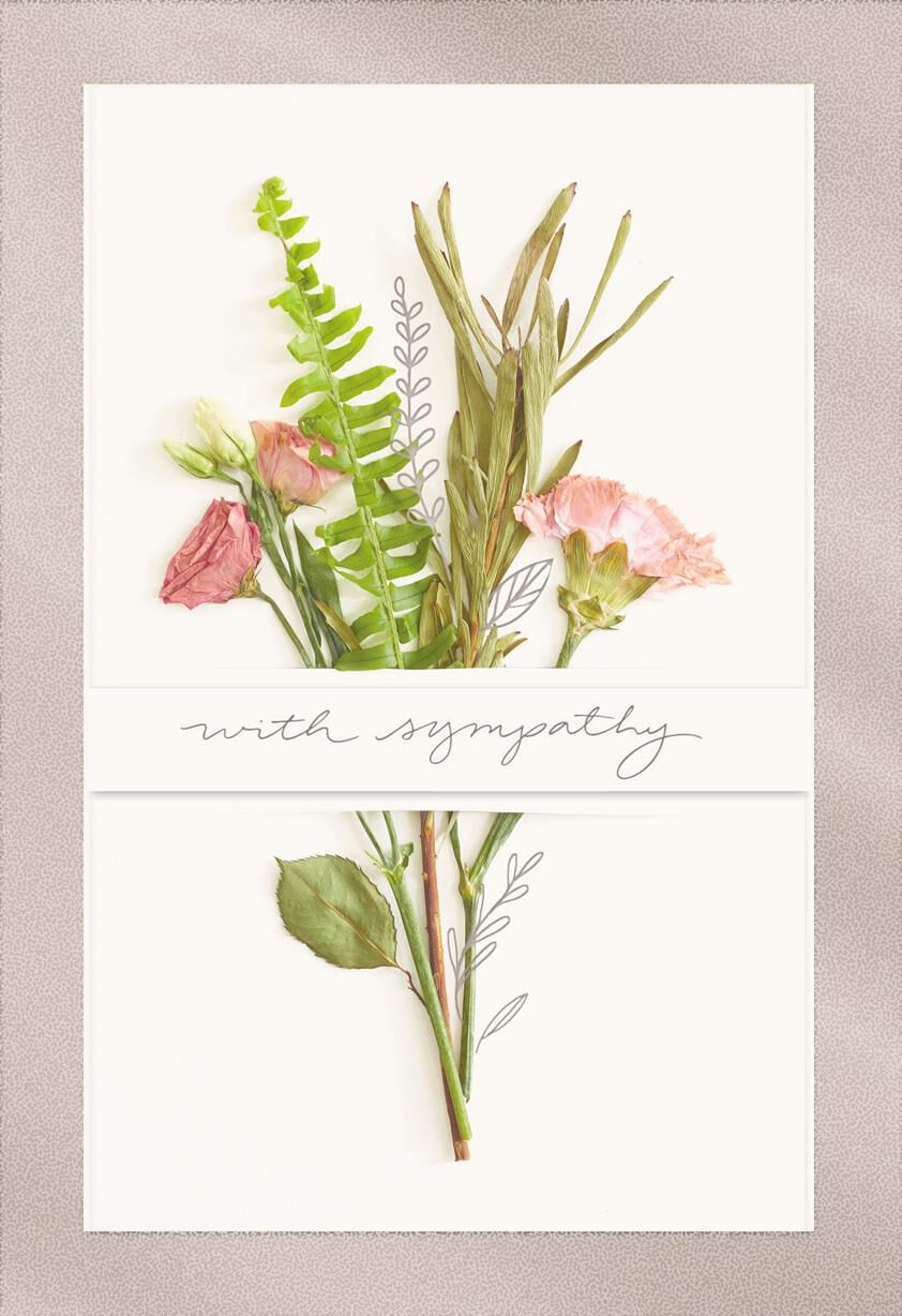 Pink Flower Bouquet Sympathy Card