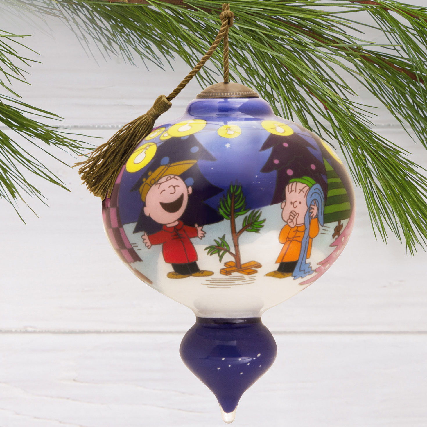 Peanuts® Ne'Qwa Art® A Charlie Brown Christmas Hand-Painted Glass Hallmark Ornament for only USD 65.99 | Hallmark