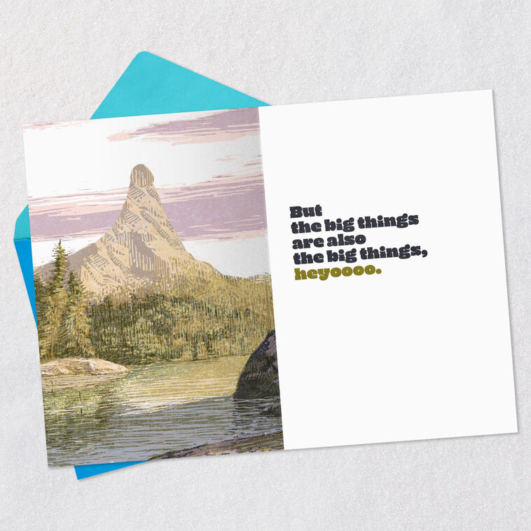 Mountains and Deer Adult Humor Birthday Card for Man Open card with envelope image number 3