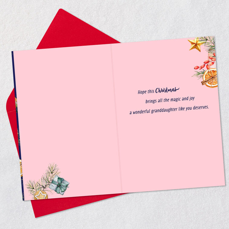 Rustic Ice Skates and Pine Cones Blue Christmas Card Open card with envelope image number 3