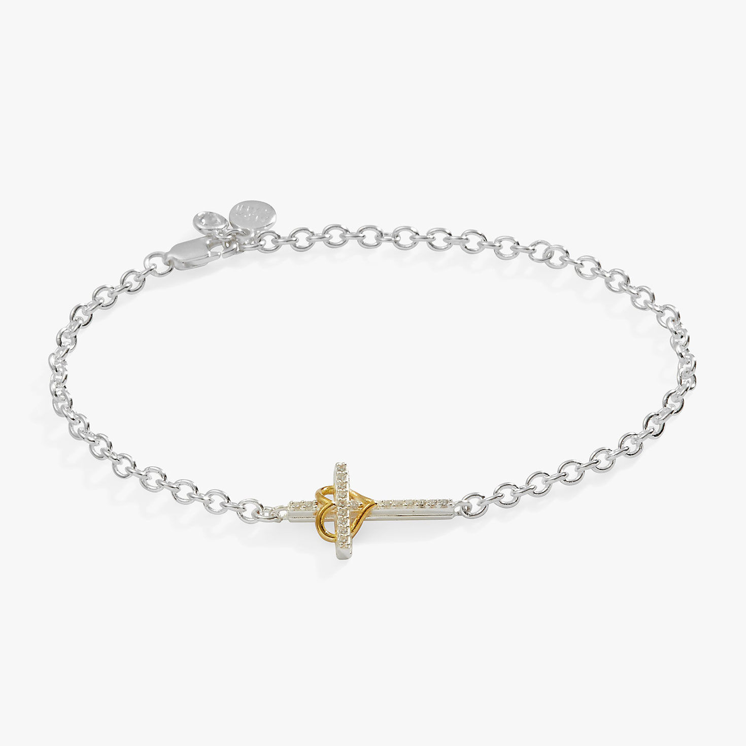 Alex And Ani Cross And Heart Bracelet, Sterling Silver