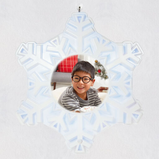 Magic Sparkling Snowflake Photo Personalized Ornament With Light, 