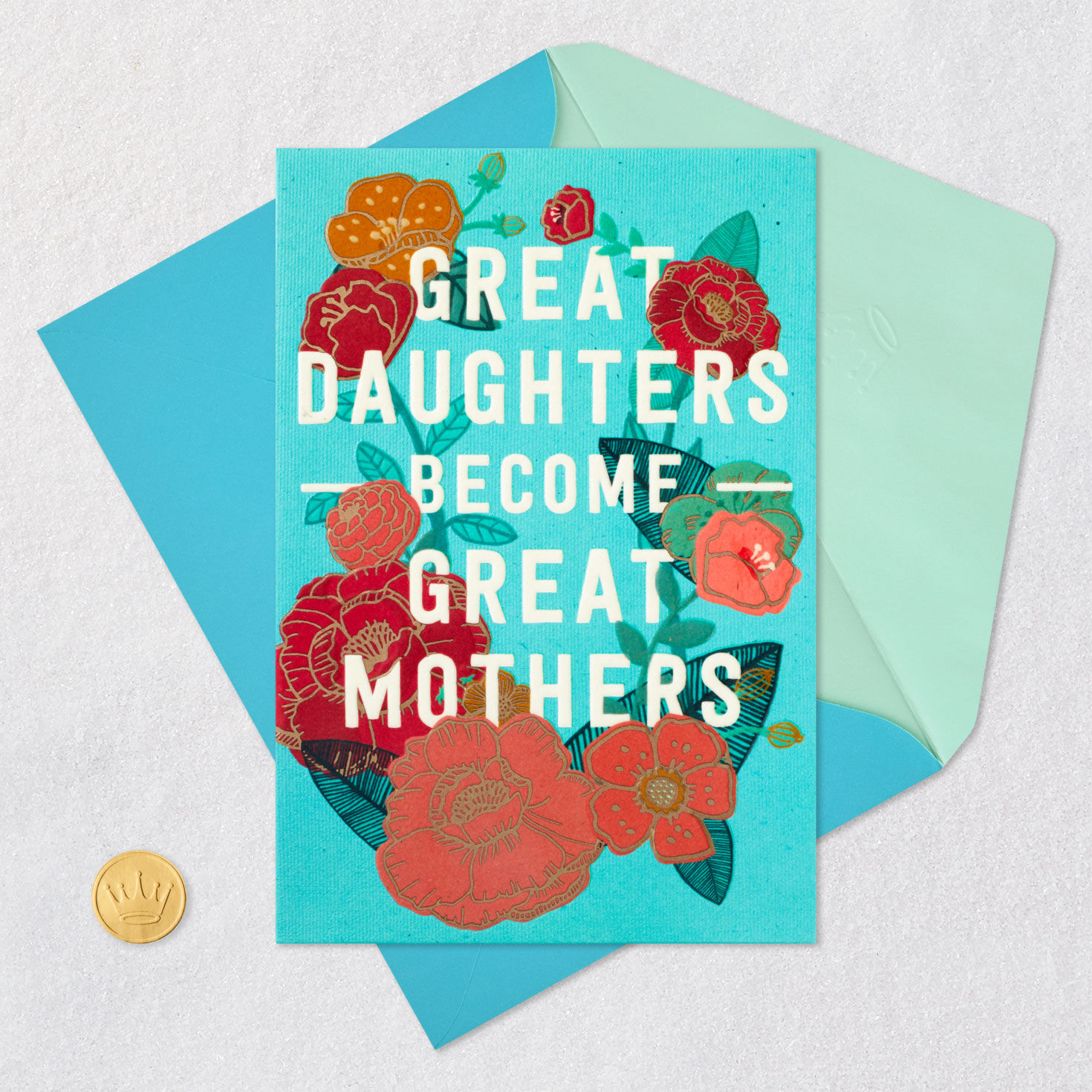 Flowers Hangable Print Daughter Mother's Day Card Card Front with Envelope and Gold Seal image number 6