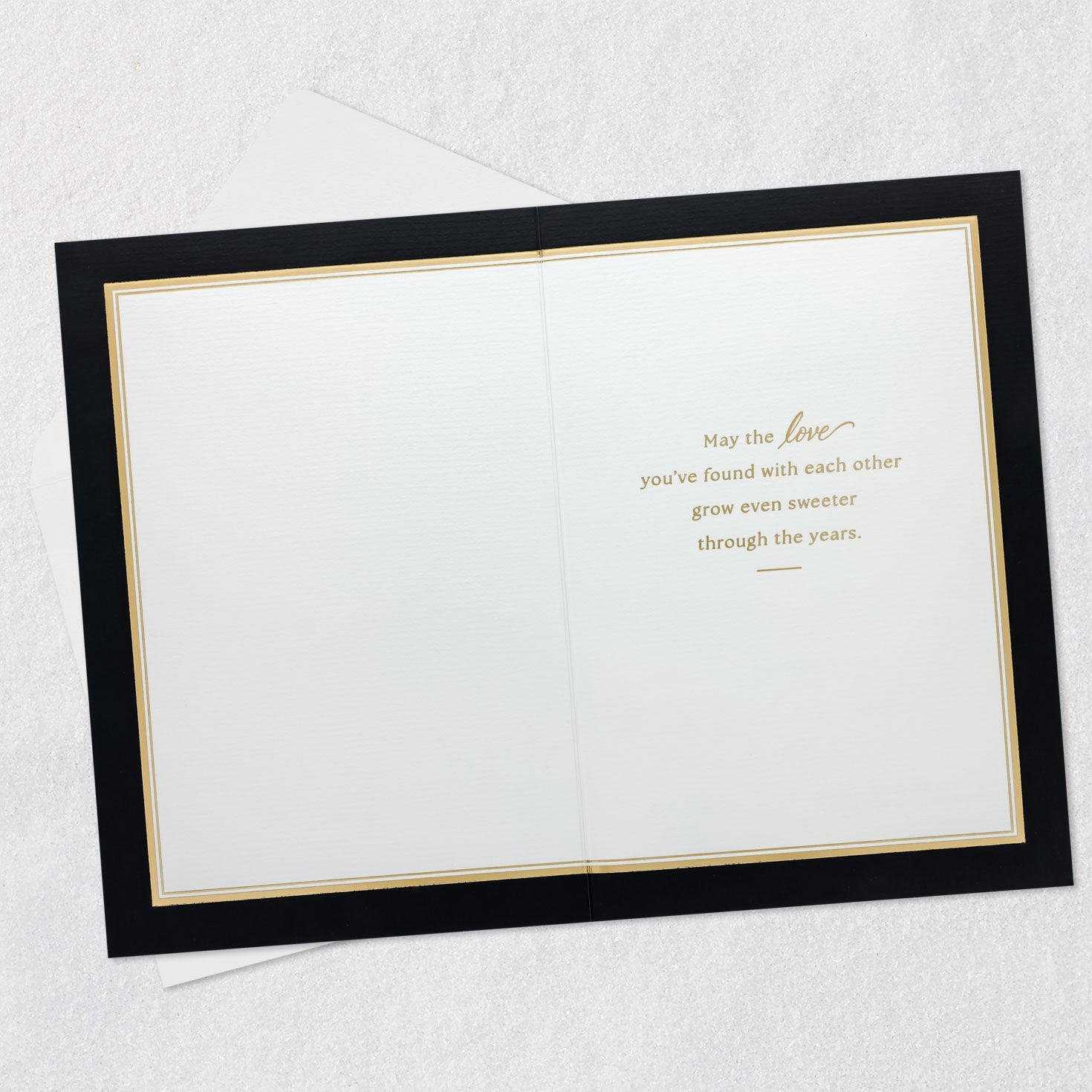 Gold and White Cake on Black Wedding Card Open card with envelope image number 3