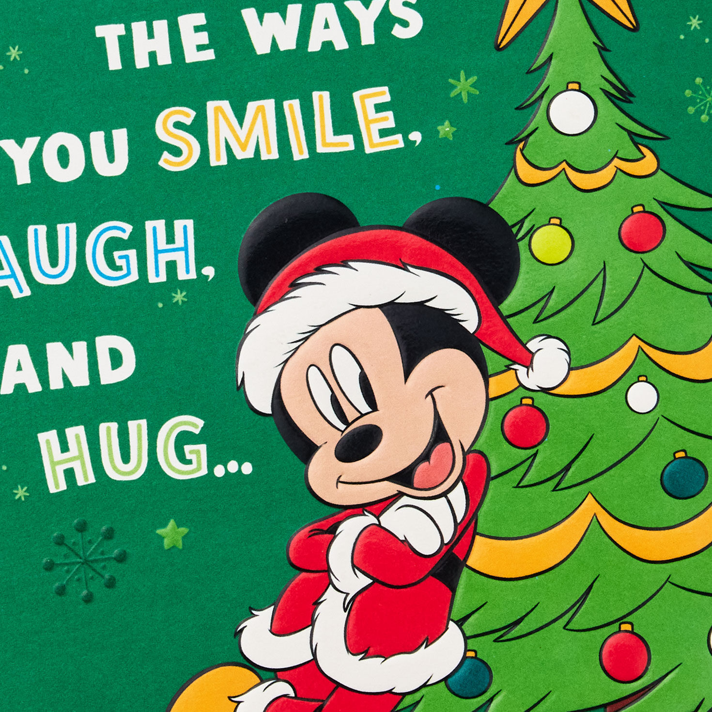 Green Tree Mickey Mouse Grandson Pop-Up Christmas Card Card Front Detail image number 4