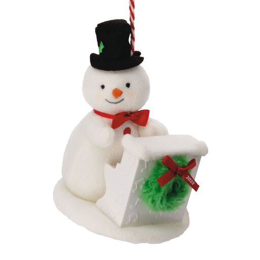 Sing-Along Showman Snowman 2023 Fabric Hallmark Ornament, 