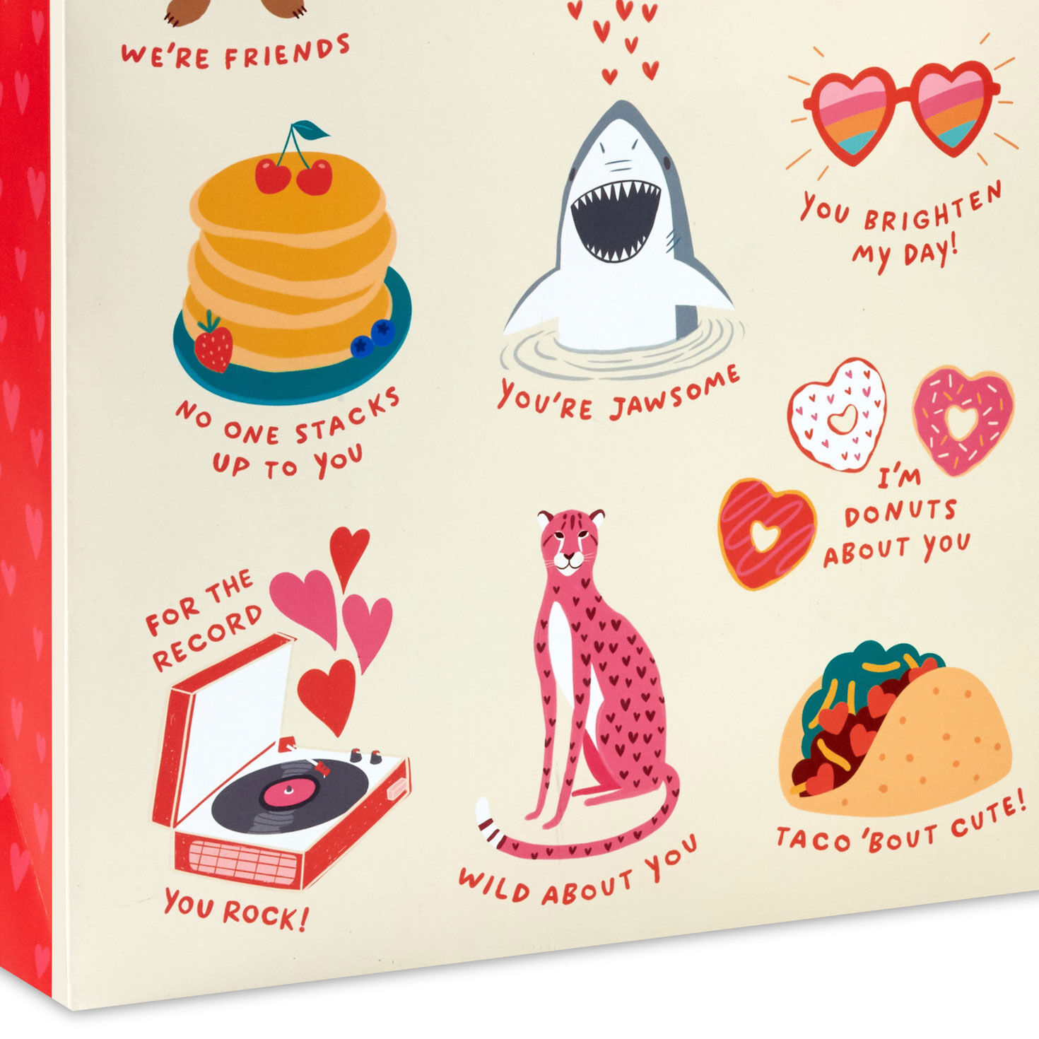 Happy Valentine's Day Puns Large Gift Bag upclose detail image number 5