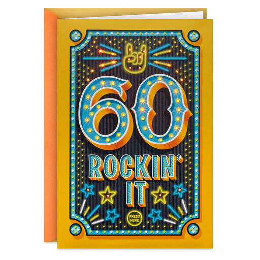 60 Rockin' It Musical 60th Birthday Card With Light, 