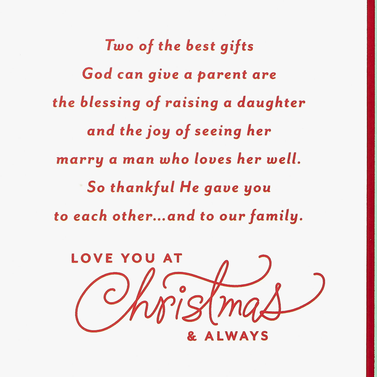 Wreath Daughter and Spouse Religious Christmas Card sentiment image number 2