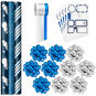 Blue and Silver Gift Wrap Kit With Holiday Wrapping Paper, Bows, Ribbons and Tags, , large image number 1