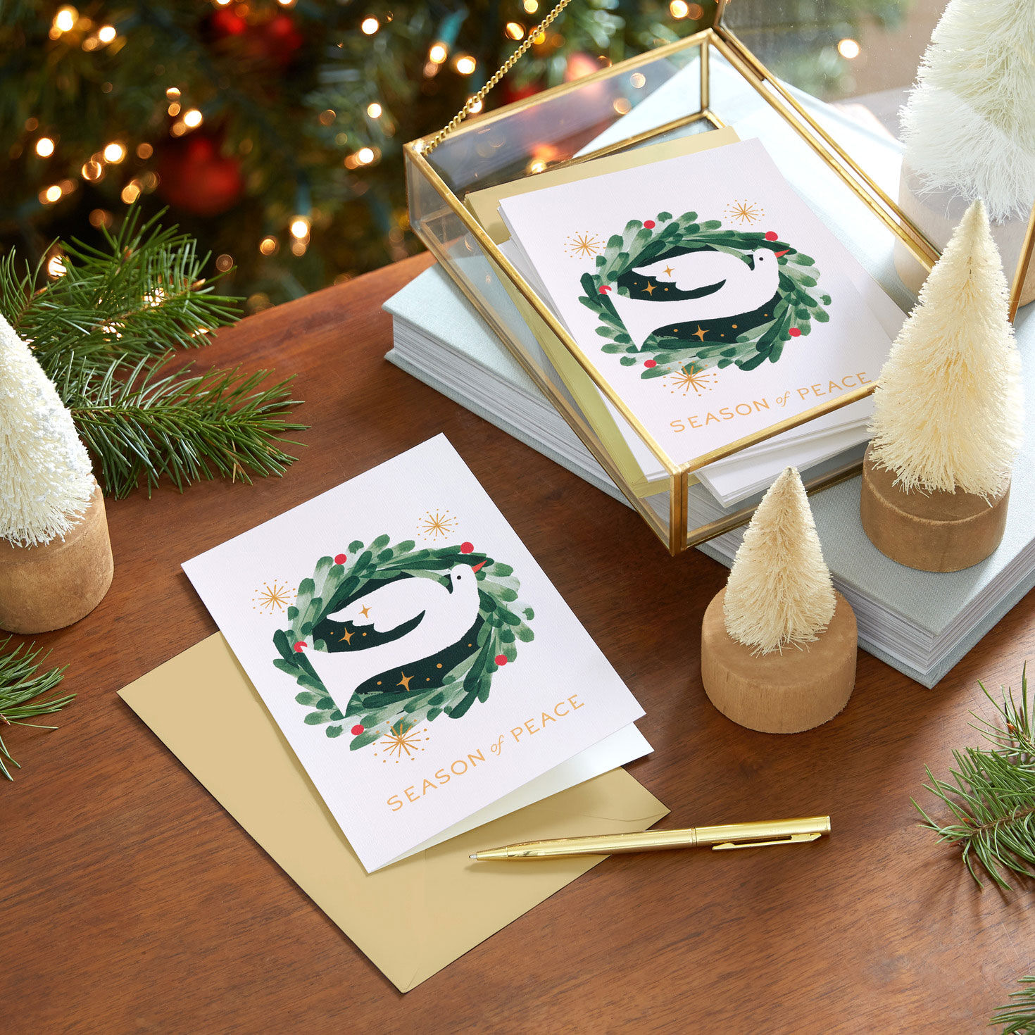 Dove on Watercolor Wreath Boxed Christmas Cards, Pack of 16 for only USD 15.49 | Hallmark
