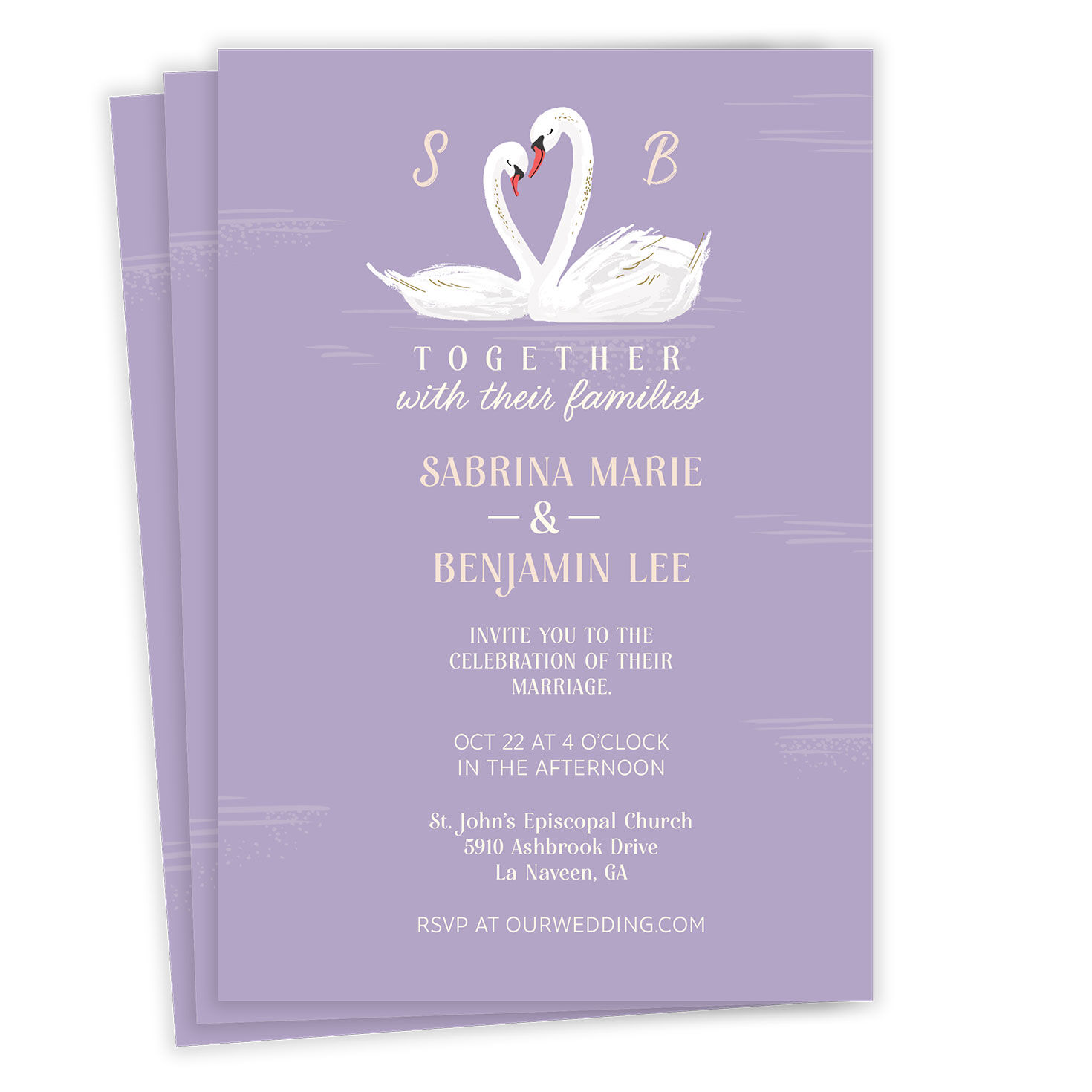 Storybook Swans Flat Wedding Invitation