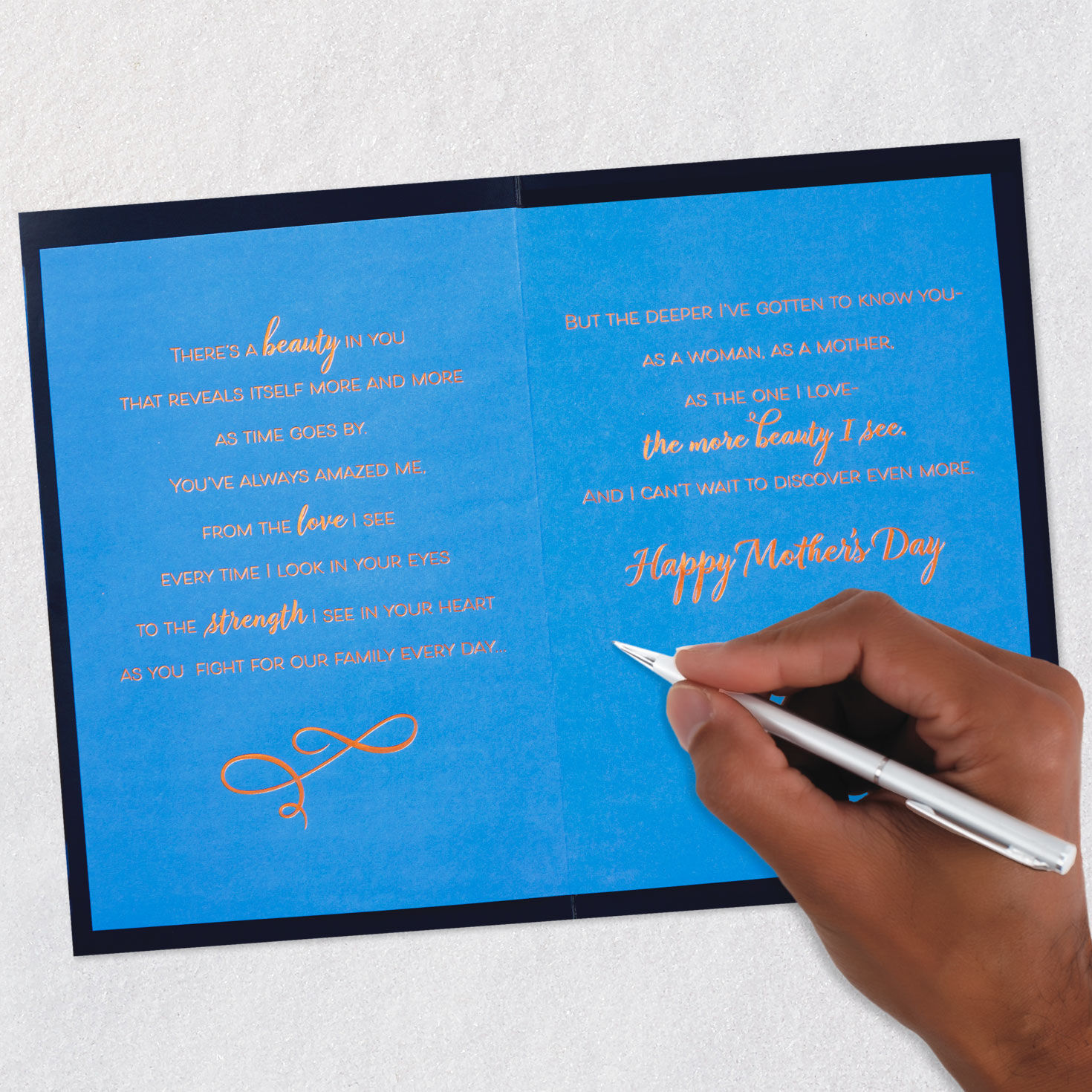 Blue Rose Romantic Mother's Day Card signing card image number 6