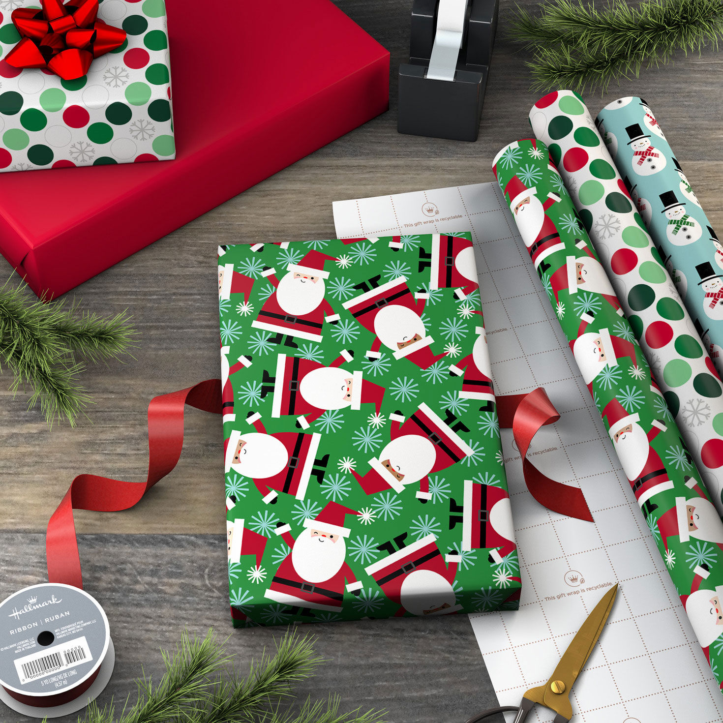 Bright and Graphic 3-Pack Reversible Christmas Wrapping Paper, 120 sq. ft. for only USD 16.99 | Hallmark