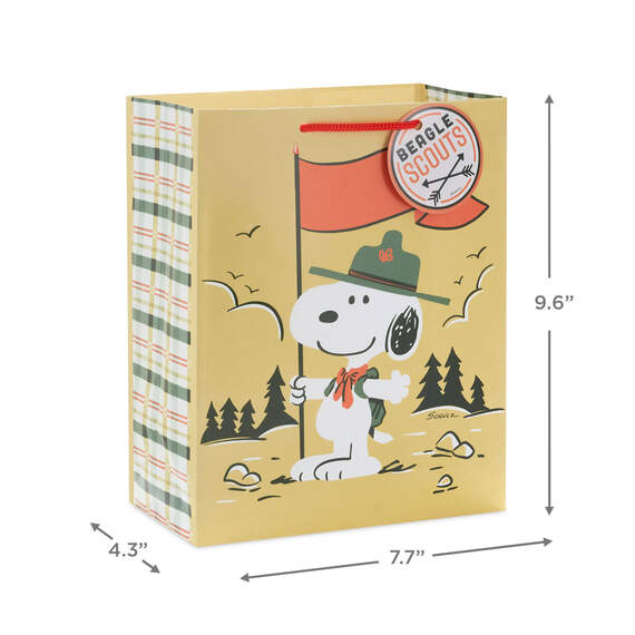 9.6" Peanuts® Beagle Scouts Snoopy Medium Gift Bag, , large image number 3