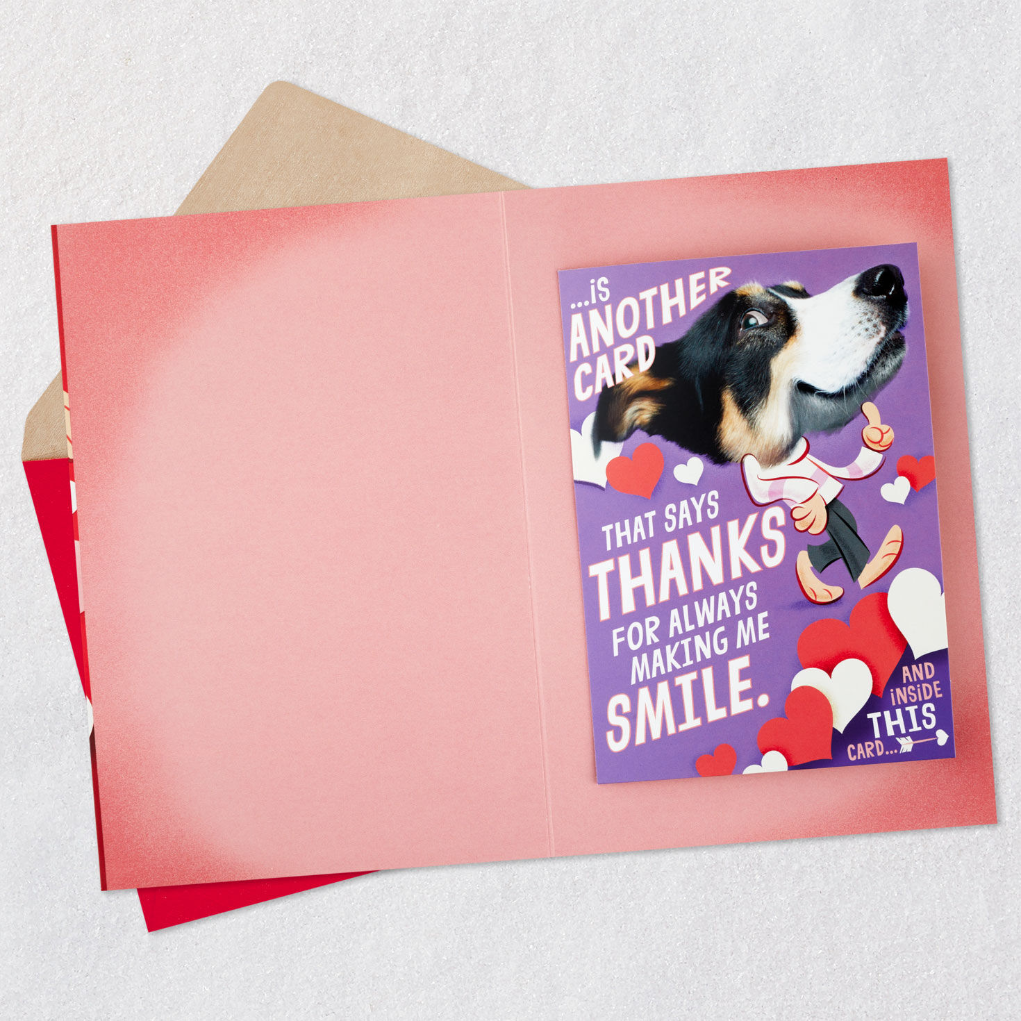 Hugging Dog Musical Pop-Up Valentine's Day Card Open card with envelope image number 5