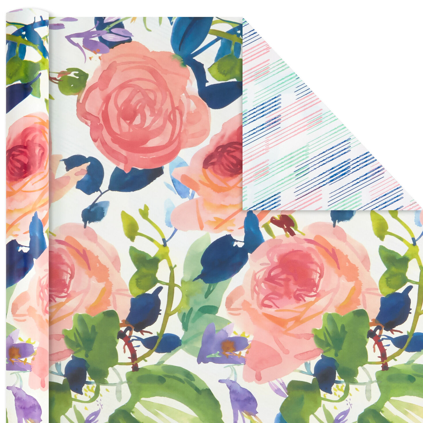 Watercolor Tones 3-Pack Reversible Wrapping Paper, 75 sq. ft. total, , large image number 4