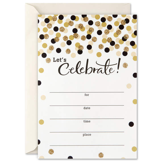 Let's Celebrate Gold Dots Party Invitations, Pack of 20, , large image number 2