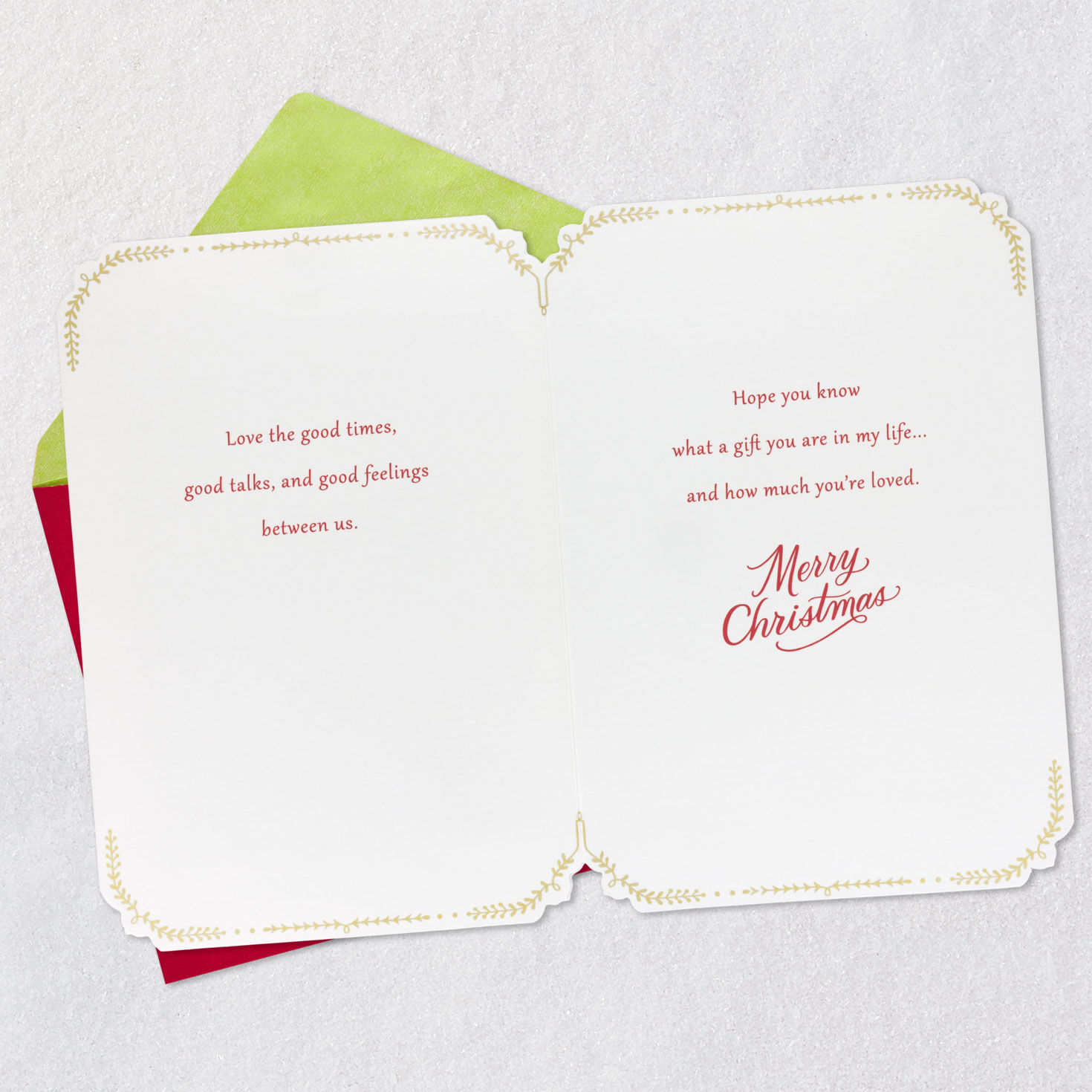 Poinsettia Floral Christmas Card for Daughter-in-Law Open card with envelope image number 4