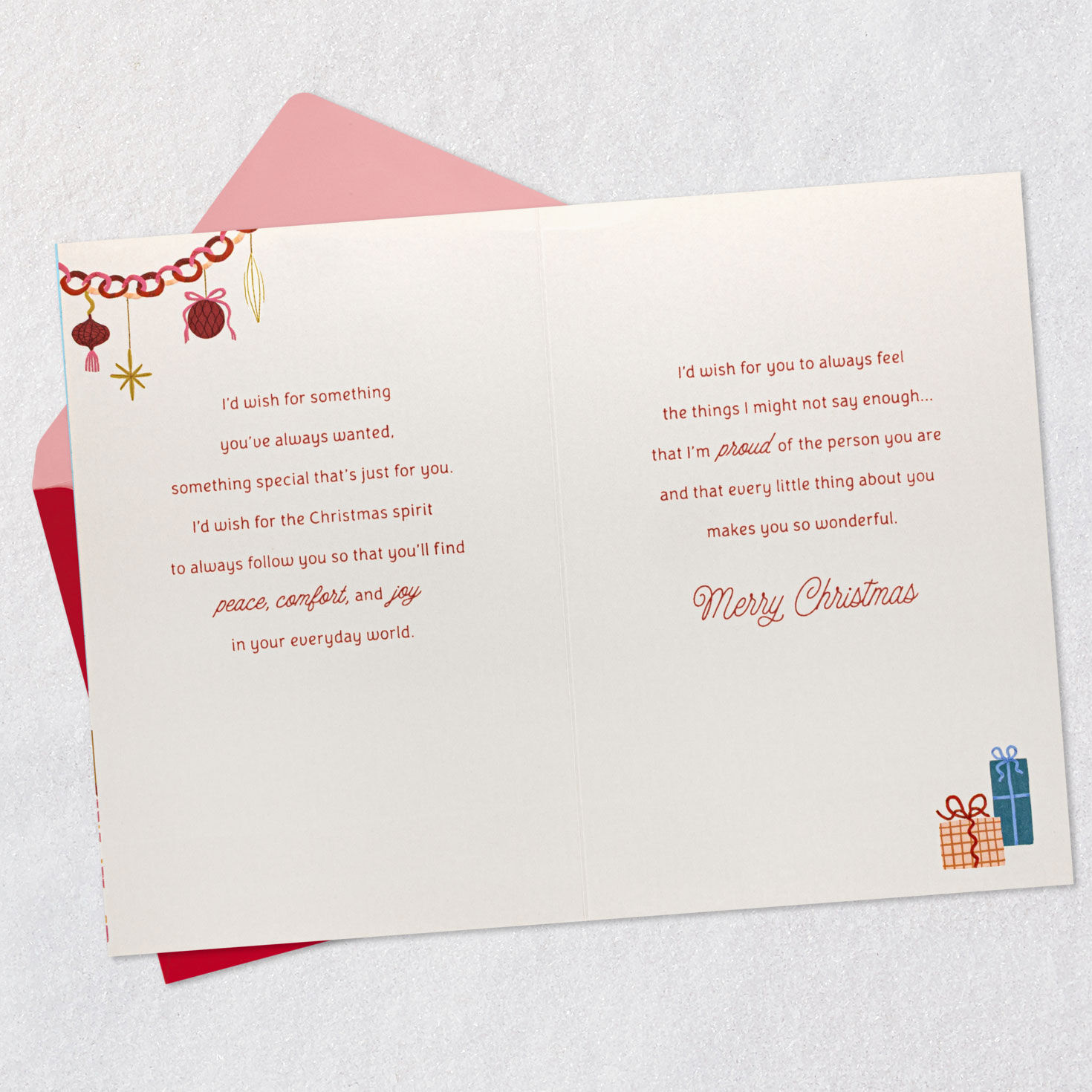 Cozy Holiday Tree Christmas Card for Daughter Open card with envelope image number 4