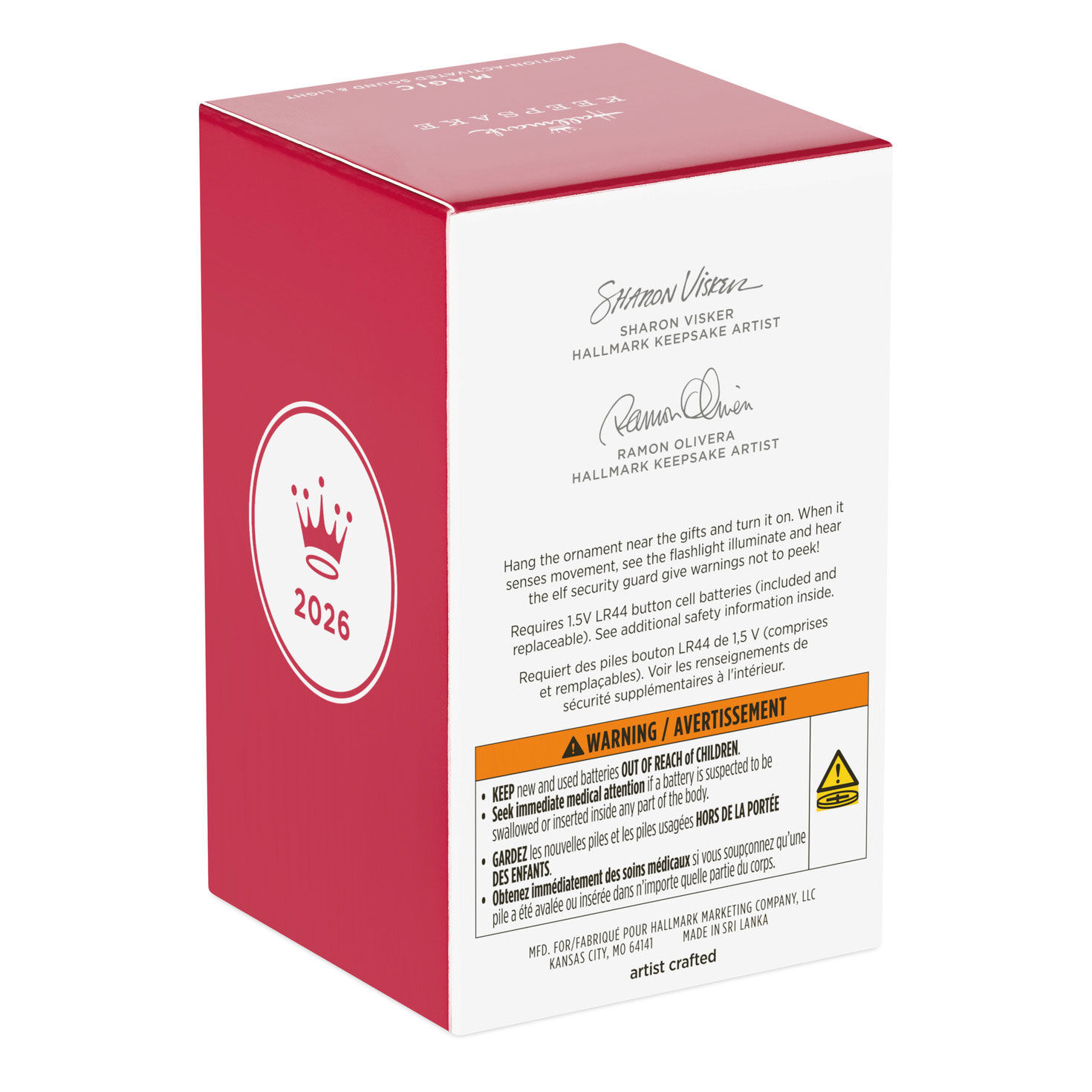 Elf With Flashlight and Gift Keepsake Ornament Package Back image number 8